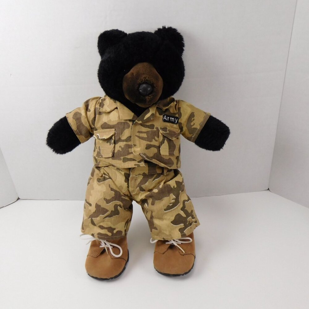 Black Bear W/Camo Clothes And Boots 16" Plush - Picture 2 of 7